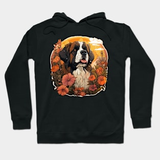 Saint Bernard Dog Flower Hoodie